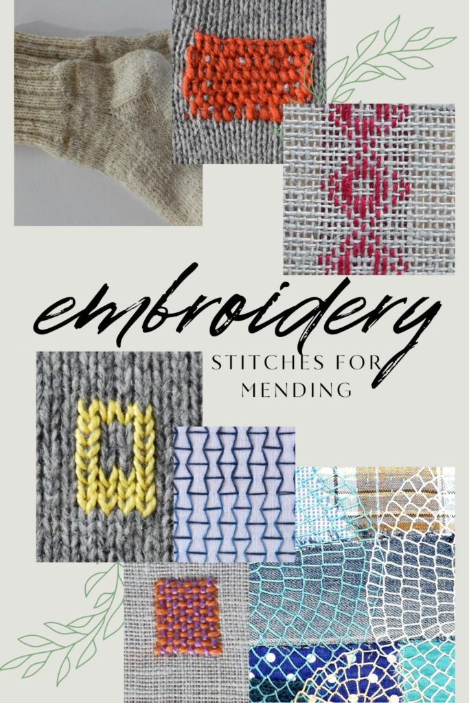 Hand embroidery stitches for mending