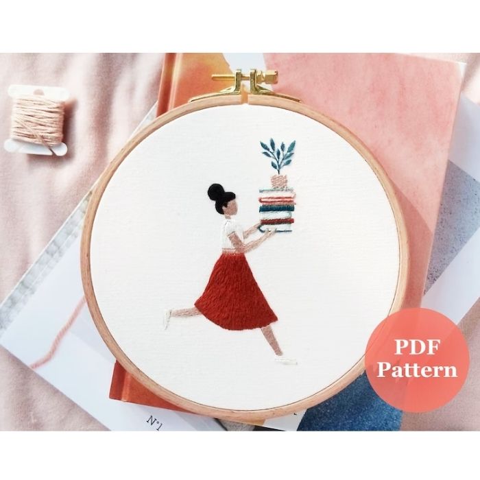 Book lady pattern on Etsy