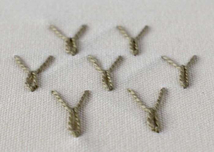 Bordado a mano Bulls Head Stitch Video tutorial con algodón verde perla