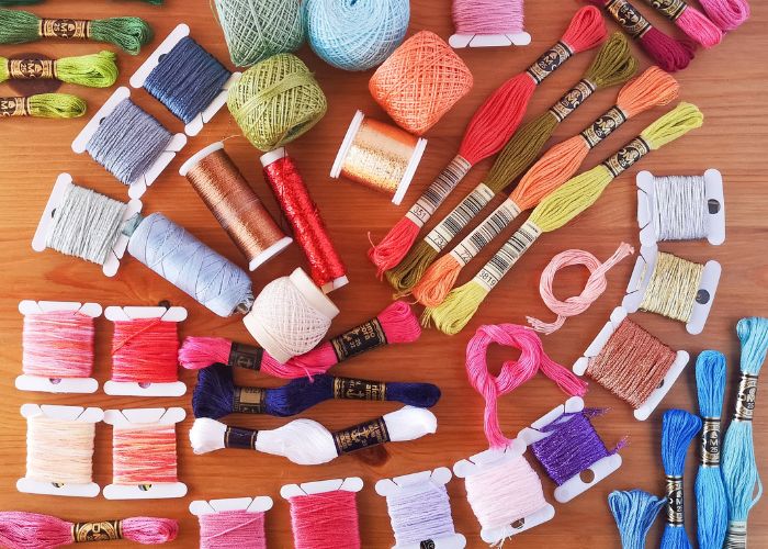 Embroidery floss storage ideas: Various Threads and Floss for hand embroidery