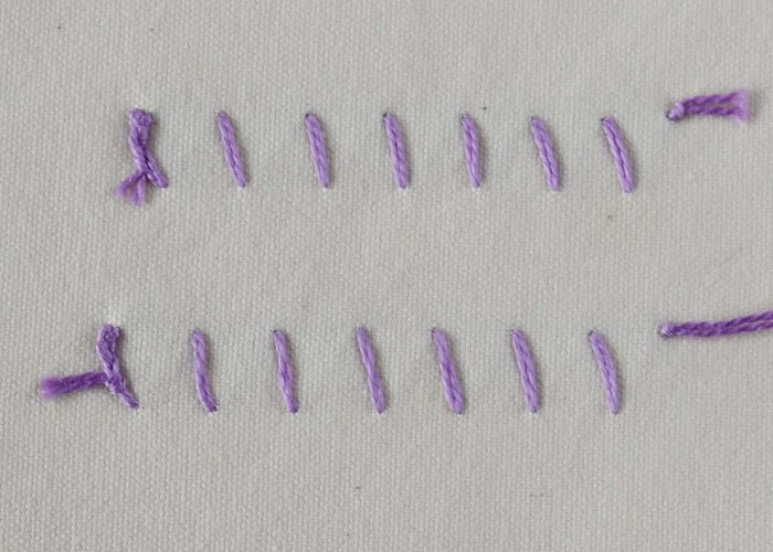 Overlock stitch embroidery rear side