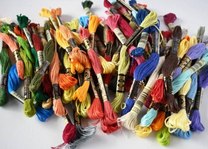 organize embroidery floss : Skeins of DMC embroidery floss