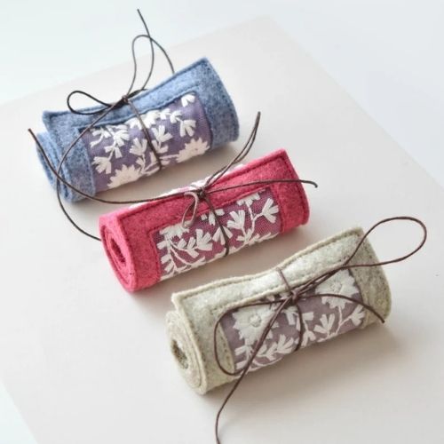 Handmade needle roll for embroiderers on Etsy