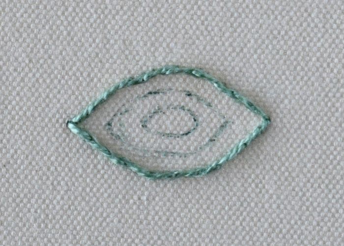 Point de satin rembourré étape 2