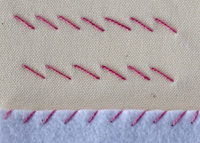Peitschenstich zum Sticken und Nähen