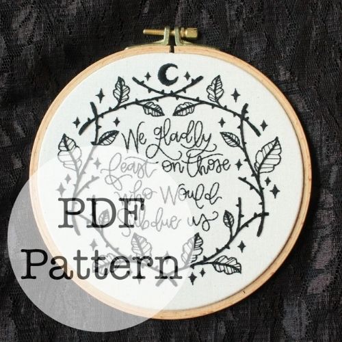 Gladly Feast, Addams Family embroidery pattern on Etsy