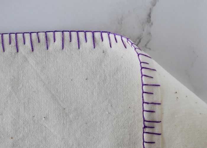 Long and Short Blanket Stitch edging - front and reverse sides image